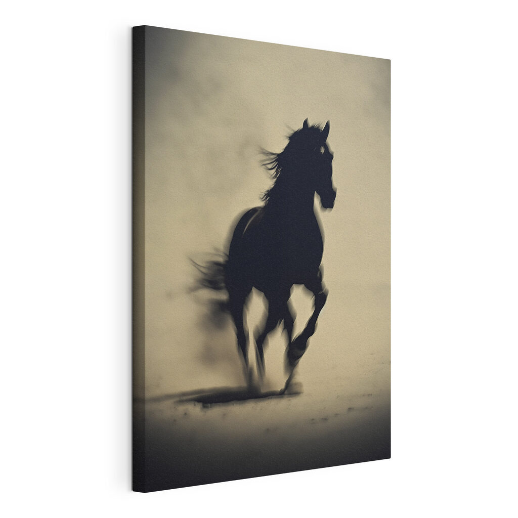 Paard als schaduwfiguur, gespannen canvas met doorlopende rand