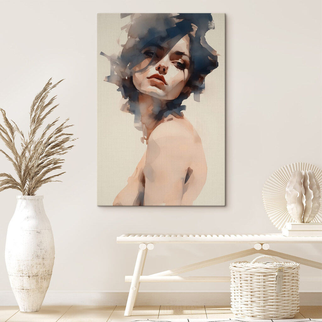 Een schouder onder aquarellokken — interieur 2
