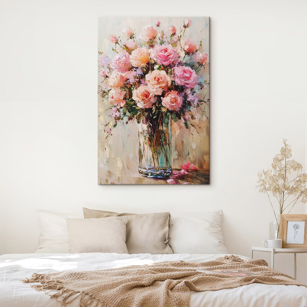 Schilderij van een boeket roze rozen — interieur 1