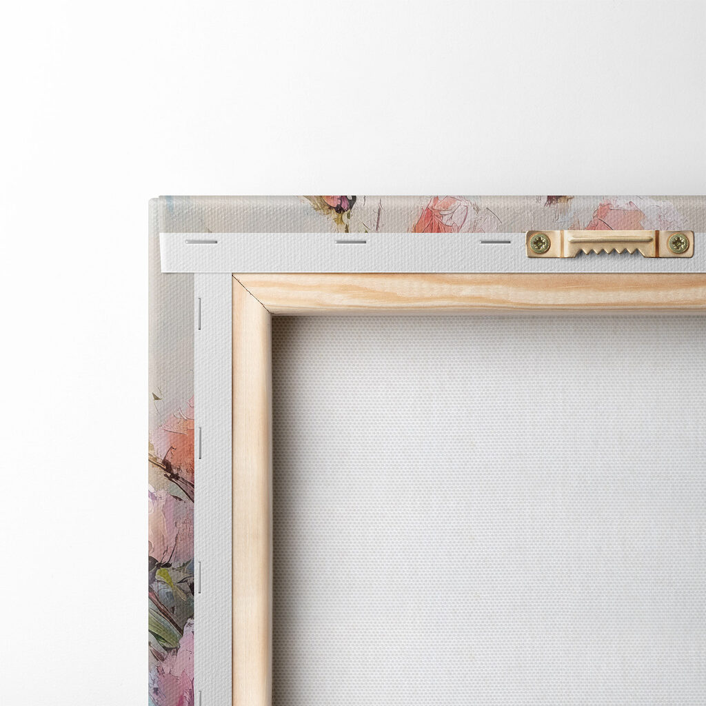 Schilderij van een boeket roze rozen — achterkant