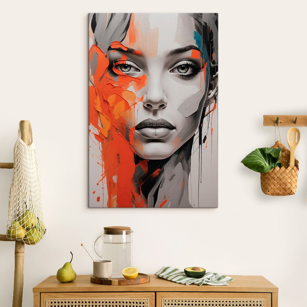 Grijze blik tussen oranje — interieur 1