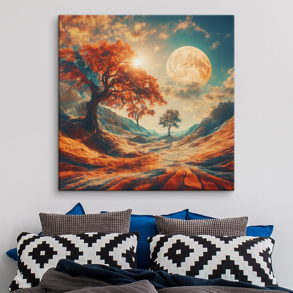 Herfstboom onder gouden maan — interieur 2