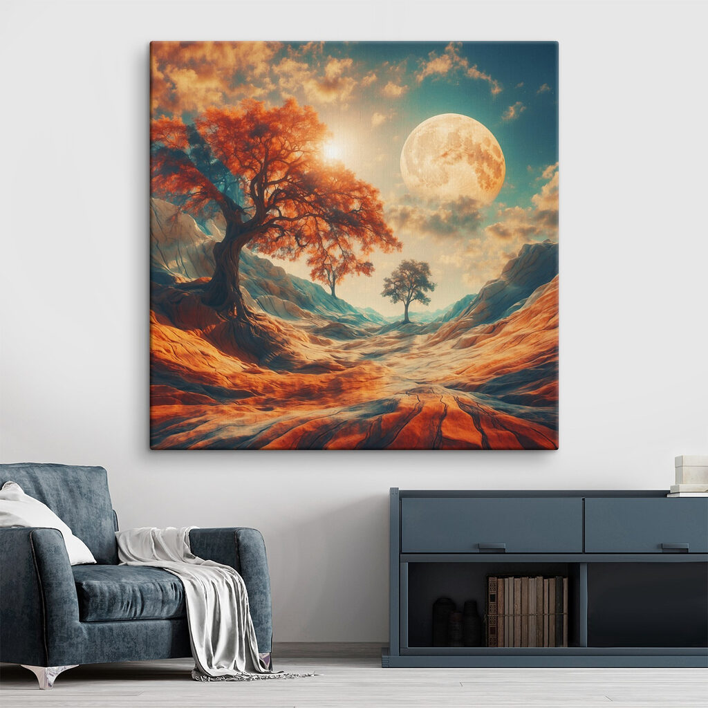 Herfstboom onder gouden maan — interieur 1