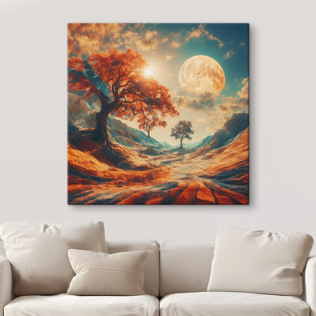 Herfstboom onder gouden maan — interieur 3