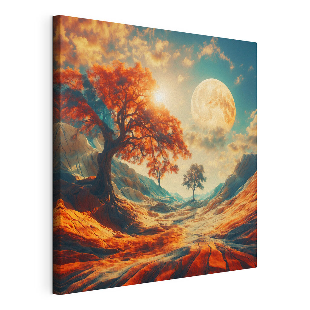 Herfstboom onder gouden maan — productweergave