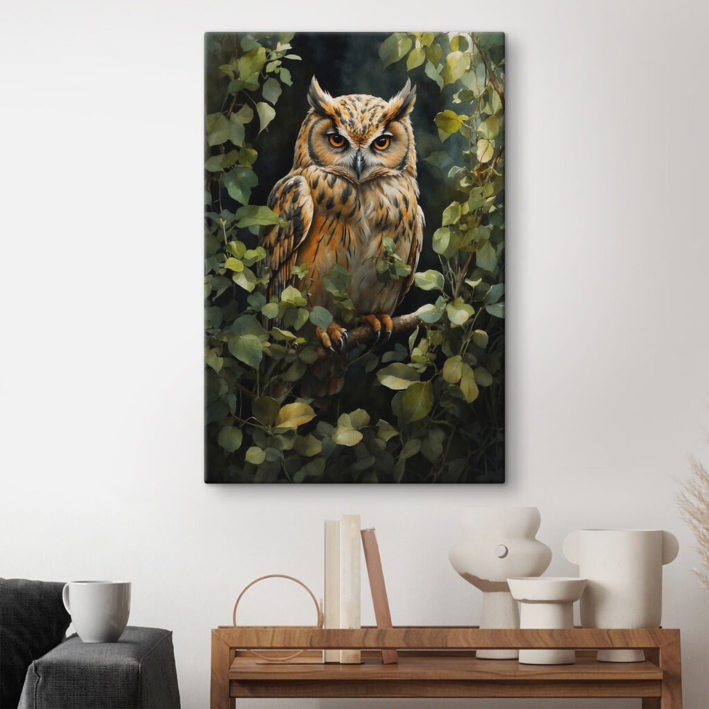 Uil tussen groene bladeren — interieur 2