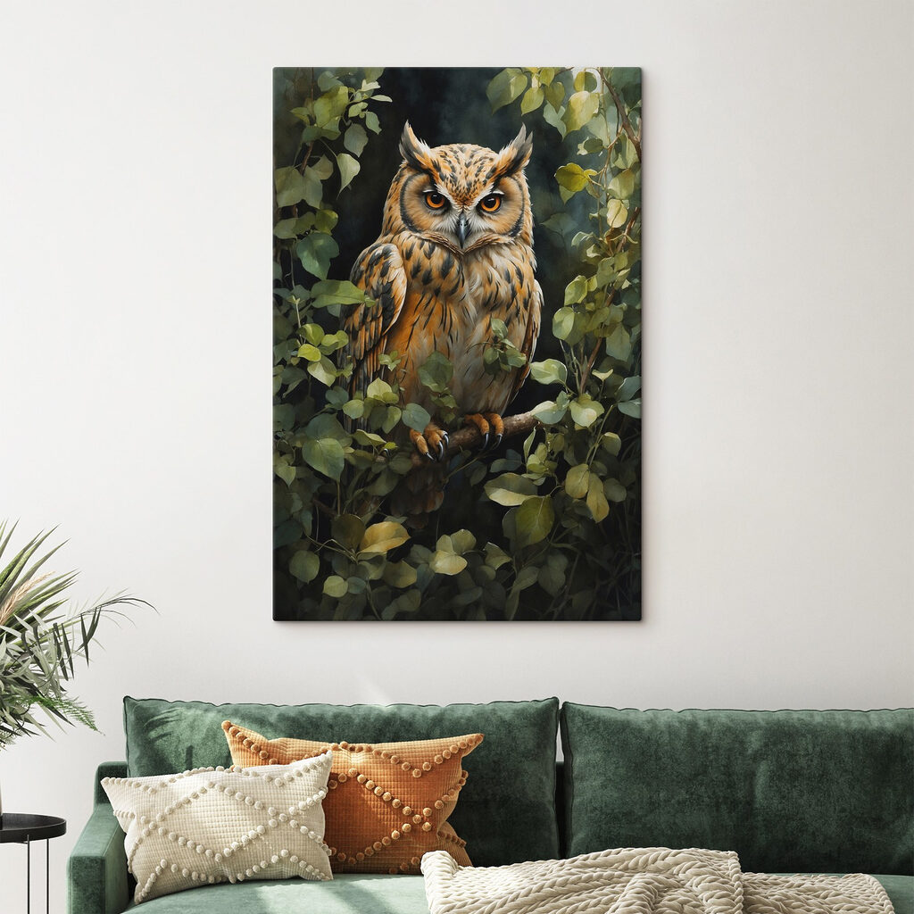 Uil tussen groene bladeren — interieur 1