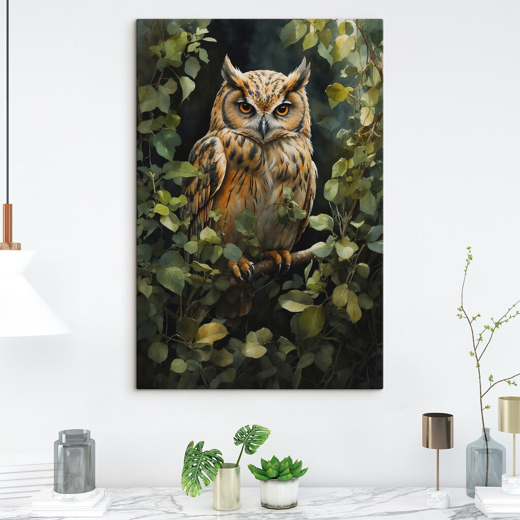 Uil tussen groene bladeren — interieur 3
