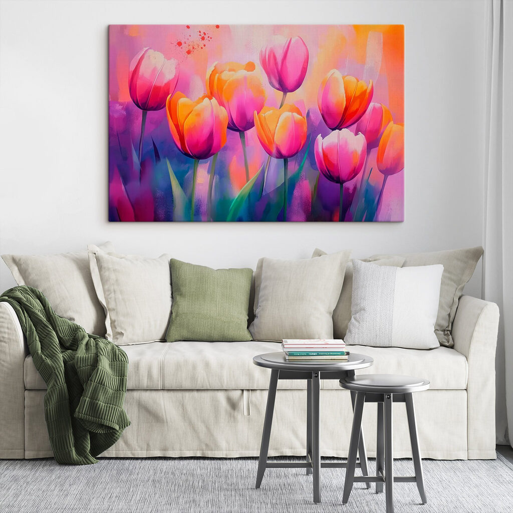 Tulpen in roze zonnevlekken — interieur 2