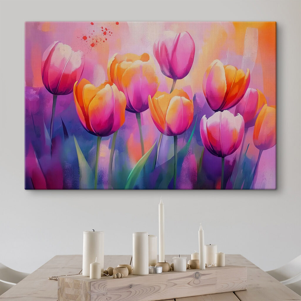 Tulpen in roze zonnevlekken — interieur 1