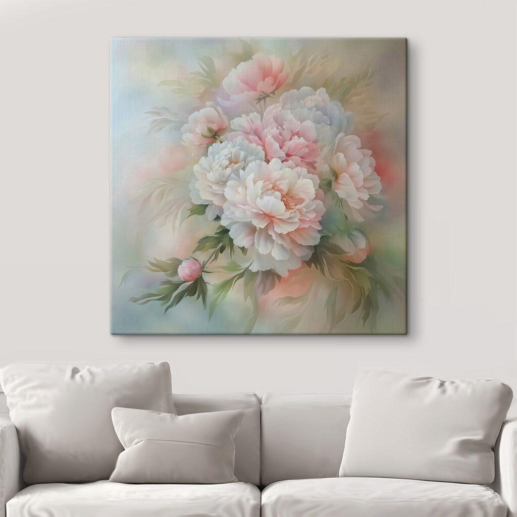 Pioenrozen in zachte pasteltinten — interieur 1