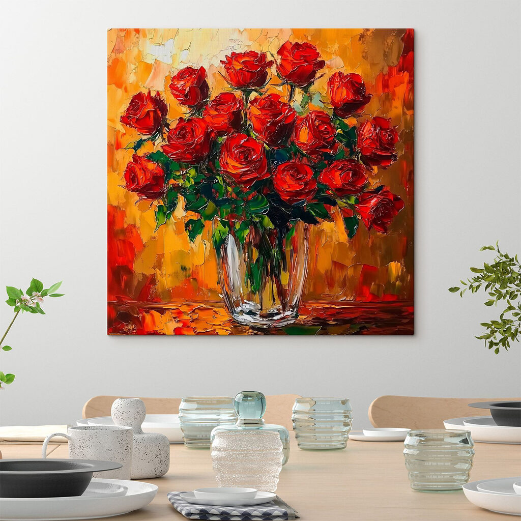 Rode rozen tegen oker — interieur 2