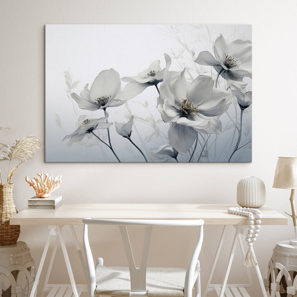 Bloemen in flinterdunne grijstinten — interieur 3