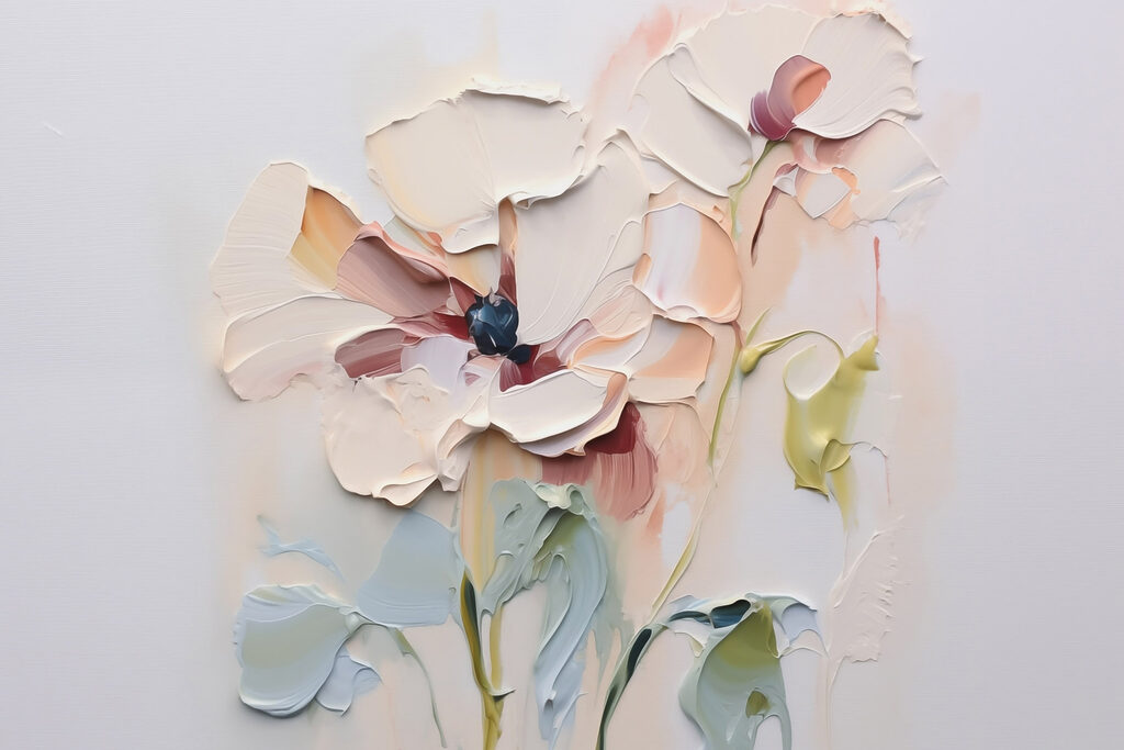 Pastelbloemen op bleke verf — volledig ontwerp