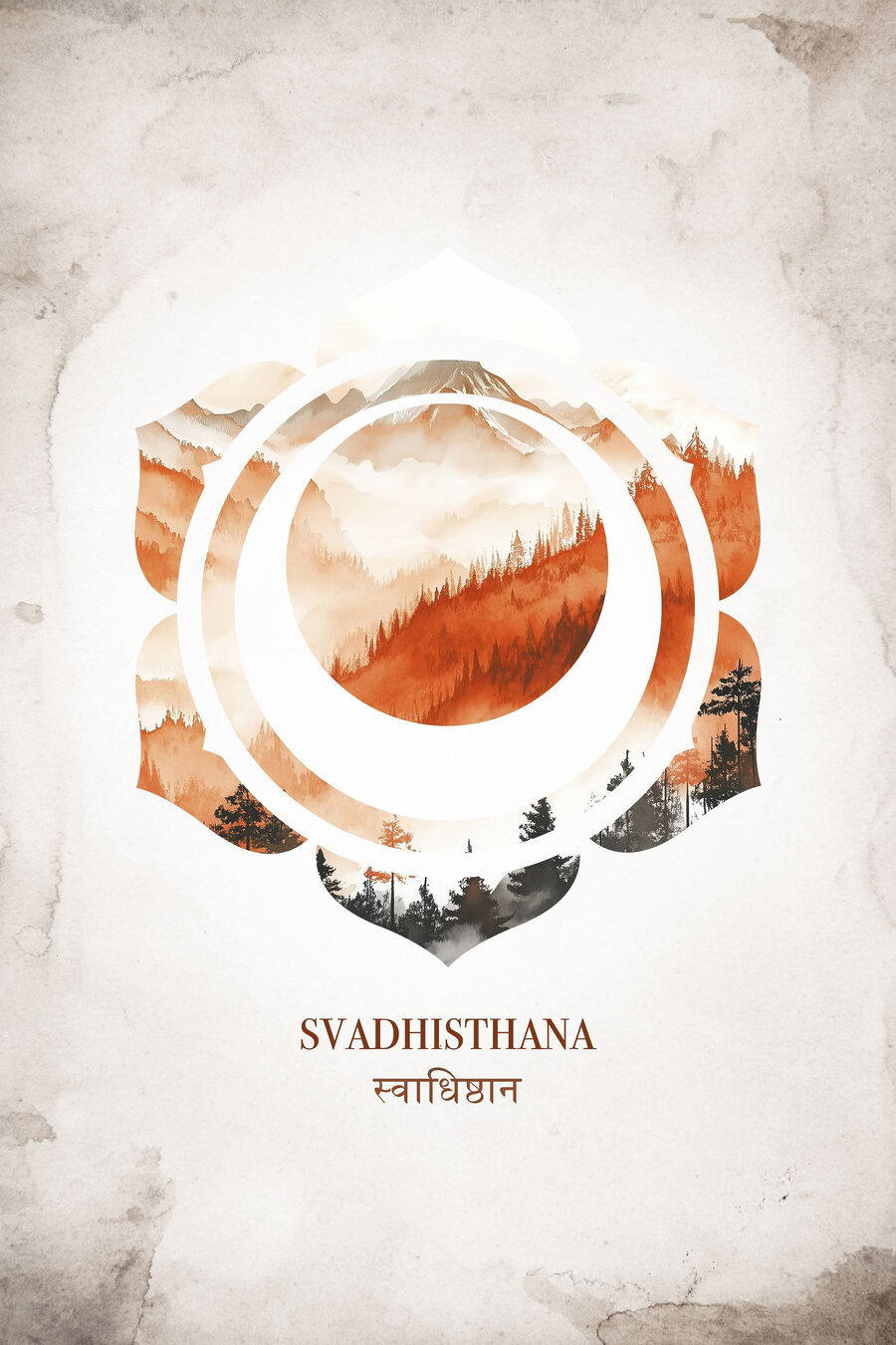 Sacraalchakra in oranje aquarel — volledig ontwerp