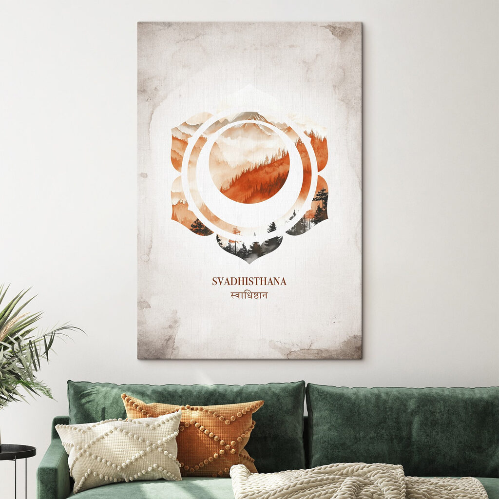 Sacraalchakra in oranje aquarel — interieur 1