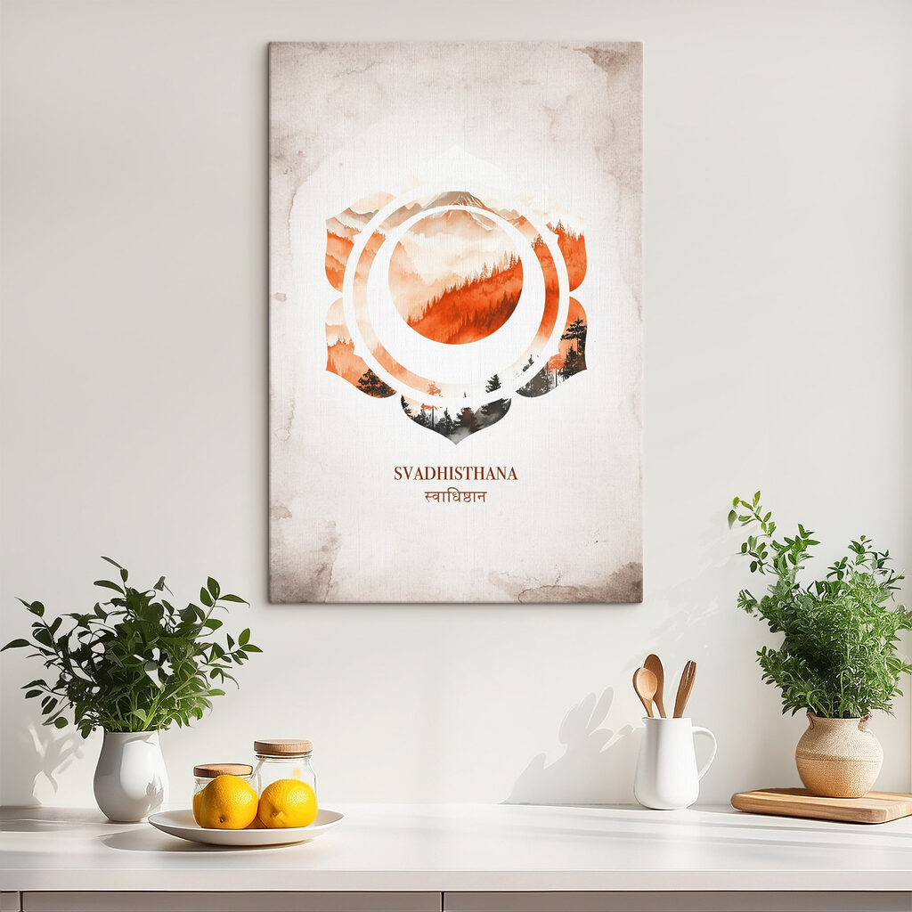 Sacraalchakra in oranje aquarel — interieur 2