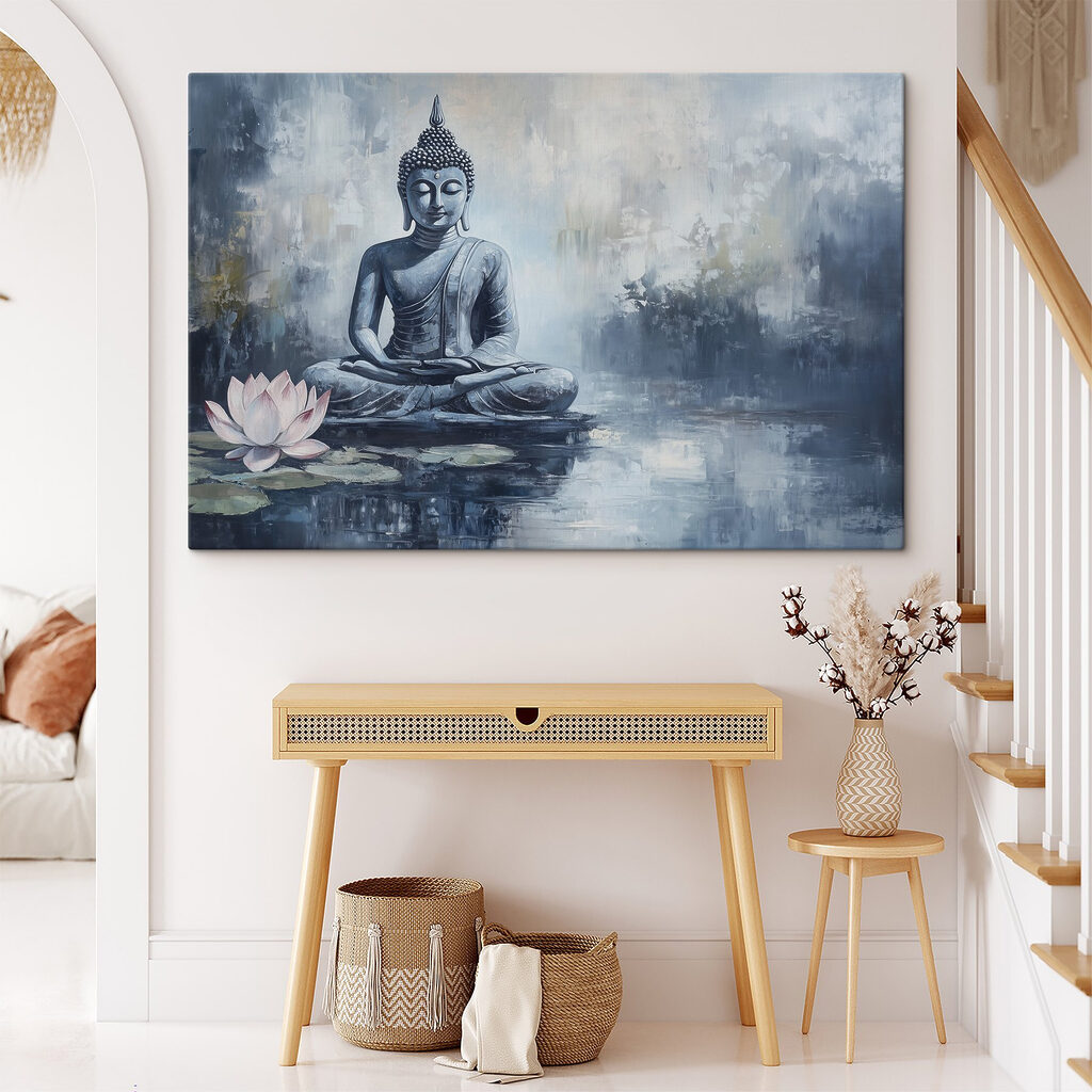 Boeddha in blauwe vijvernevel — interieur 2