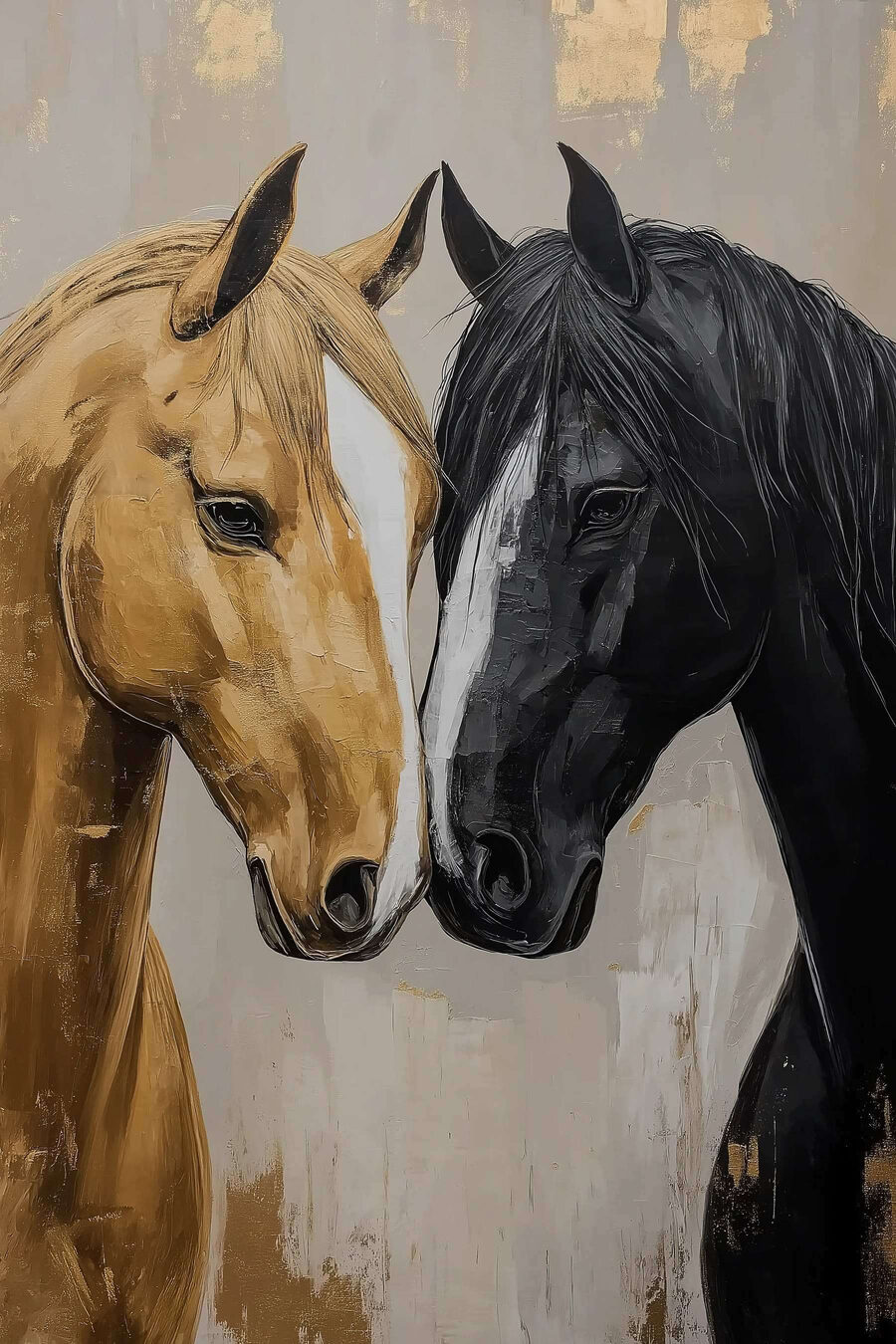 Twee paardenhoofden raken elkaar — volledig ontwerp