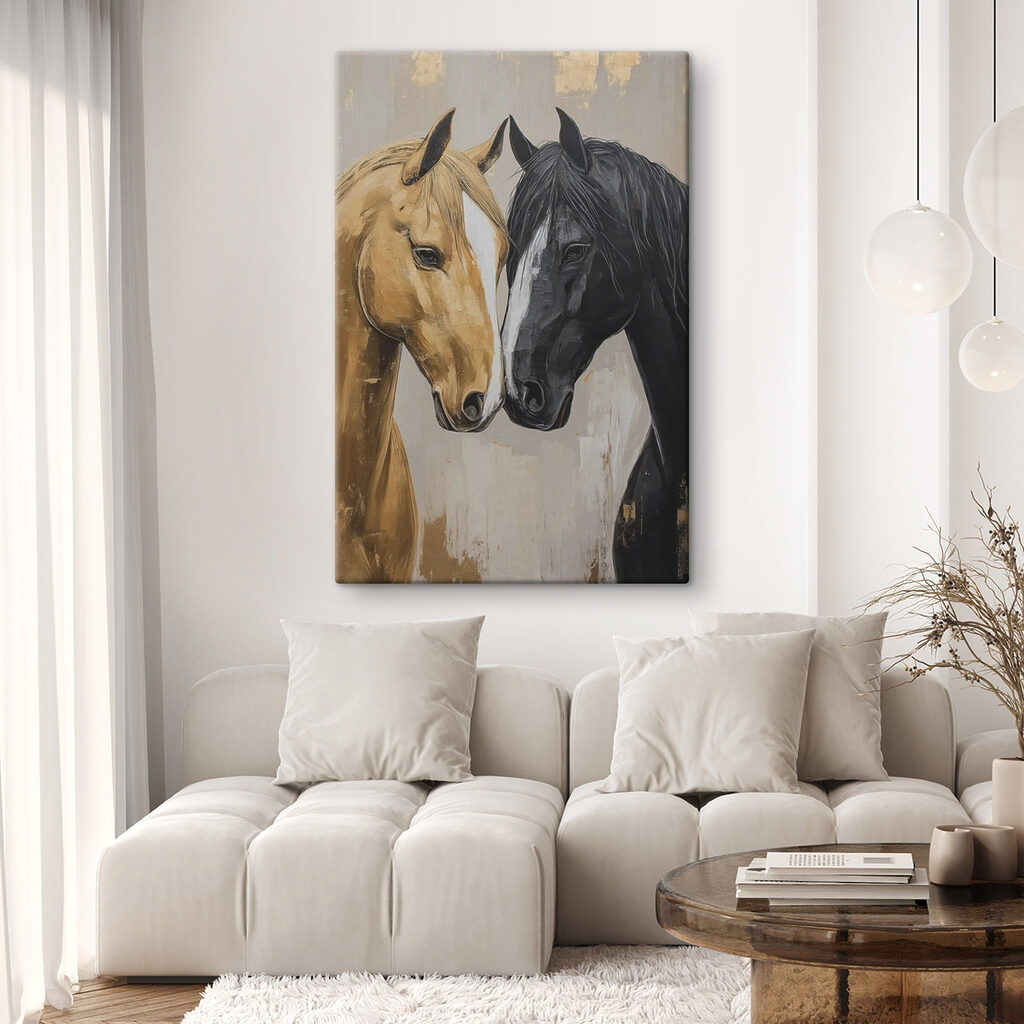 Twee paardenhoofden raken elkaar — interieur 1