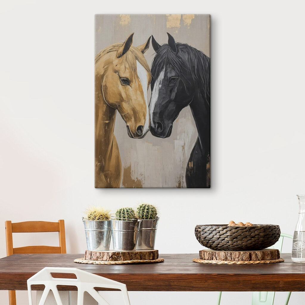 Twee paardenhoofden raken elkaar — interieur 2