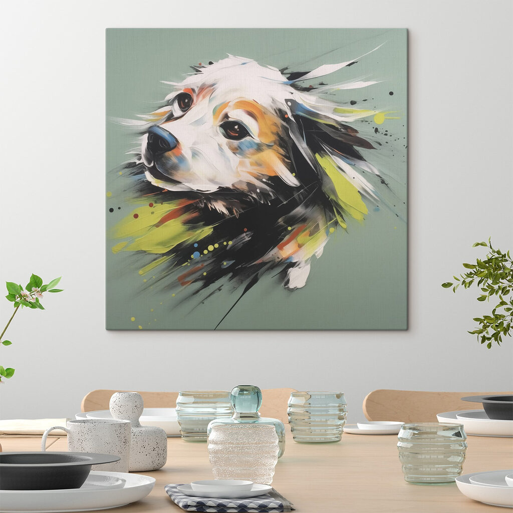 Een hondenkop in verfspetters — interieur 2