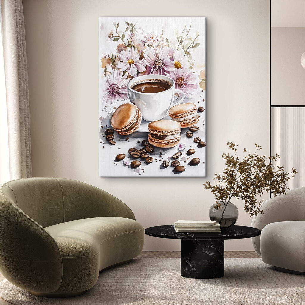 Koffie tussen roze veldbloemen — interieur 2