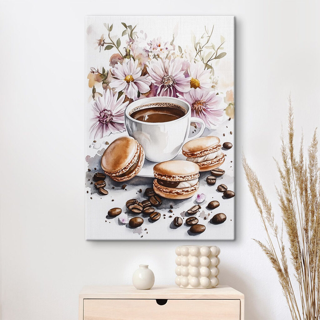 Koffie tussen roze veldbloemen — interieur 1