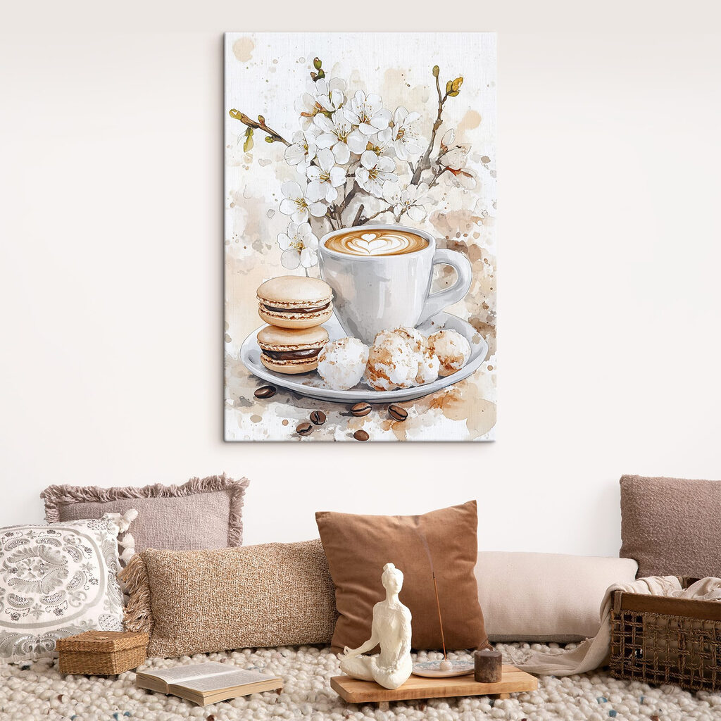 Kopje koffie en koekjes in een interieur