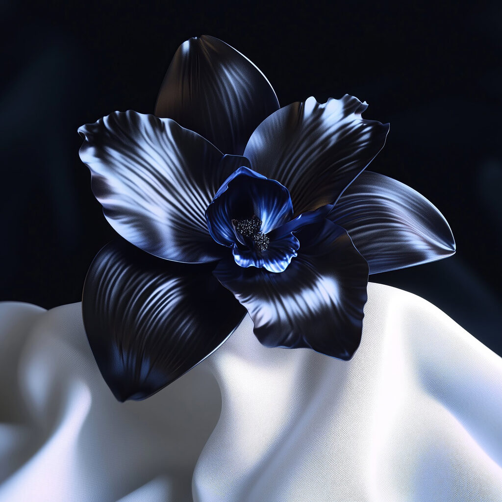 Orchidee op witte plooien — volledig ontwerp