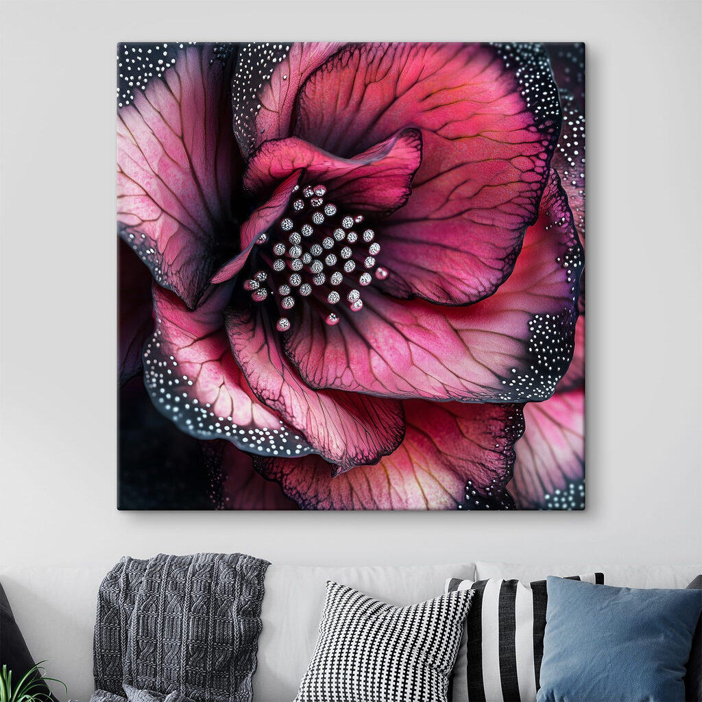 Roze bloem met parelstipjes — interieur 2