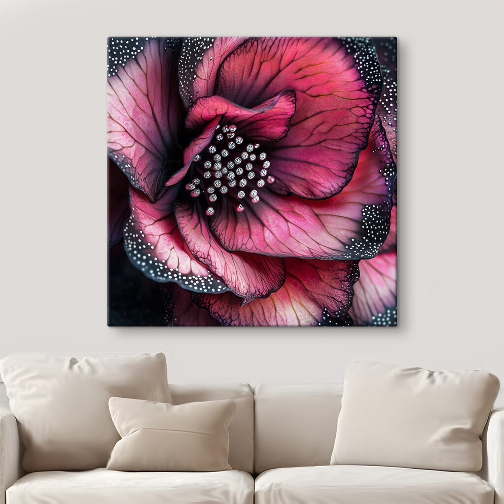 Roze bloem met parelstipjes — interieur 1