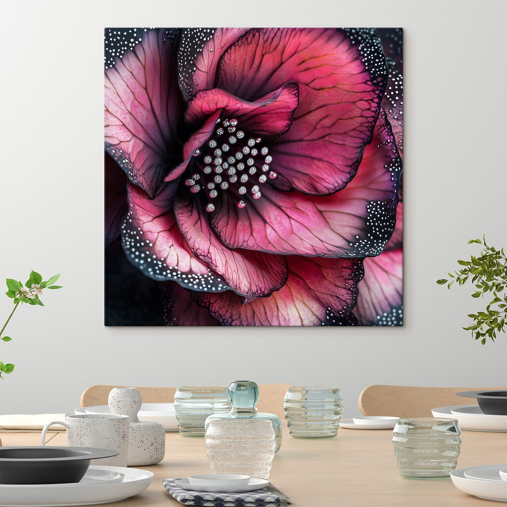 Roze bloem met parelstipjes — interieur 3