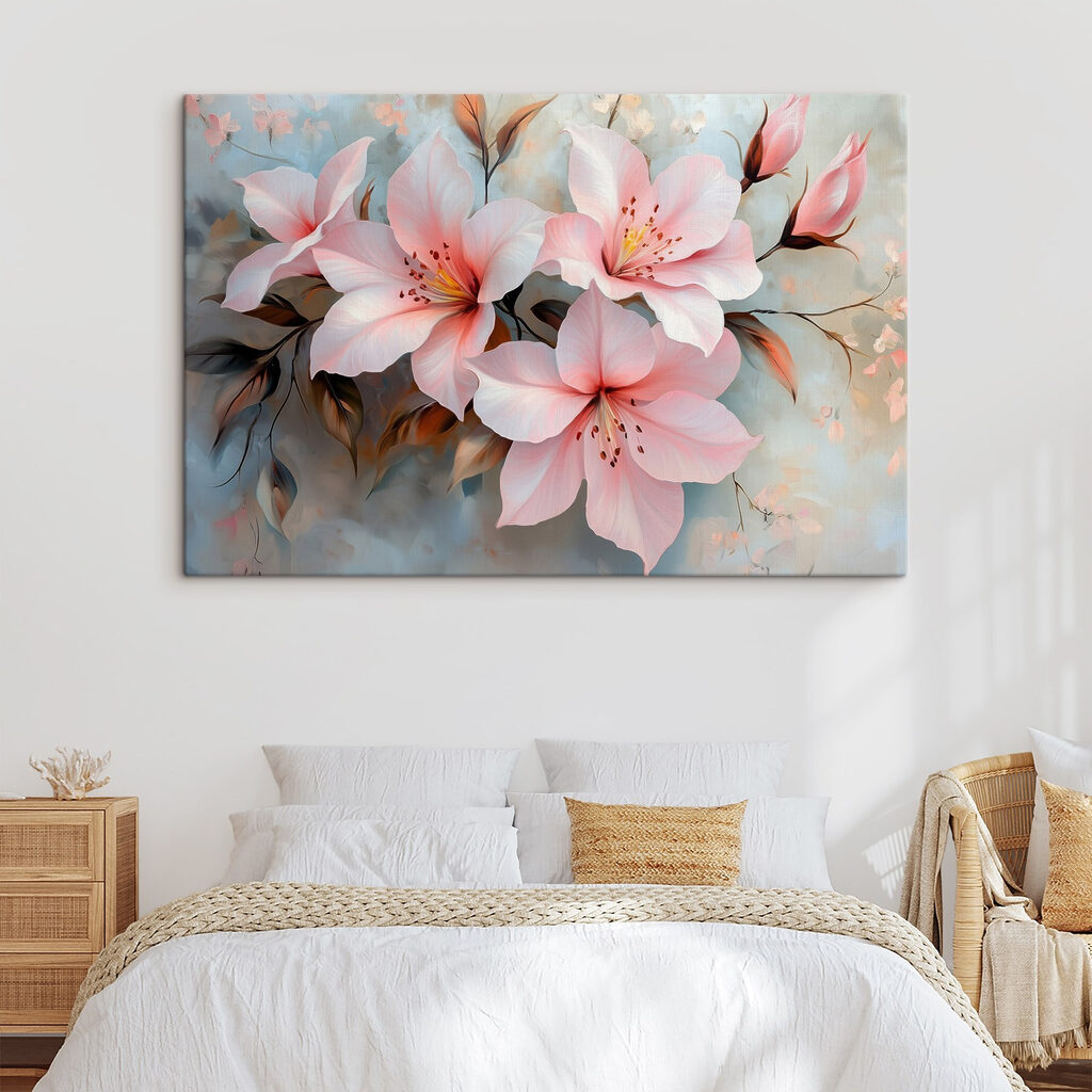 Roze magnolia op bleekgrijs — interieur 2