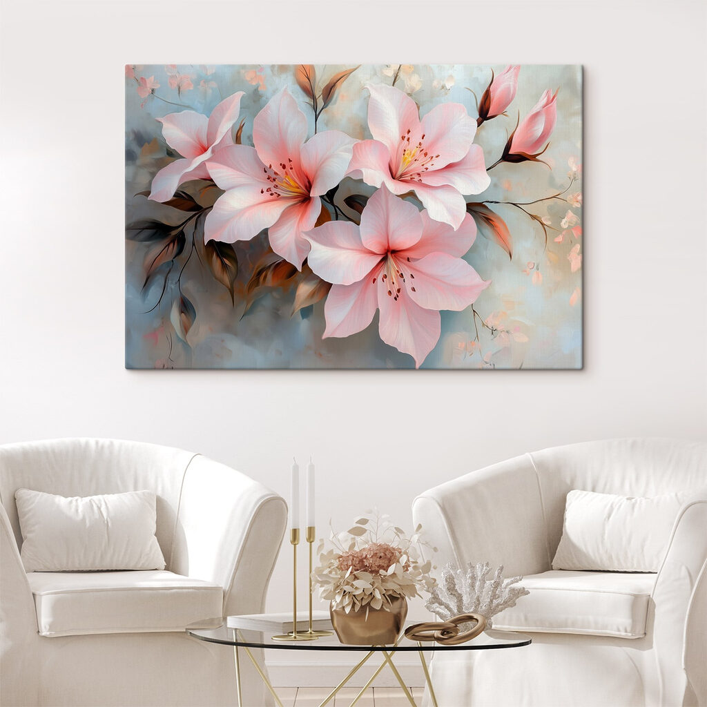 Roze magnolia op bleekgrijs — interieur 1