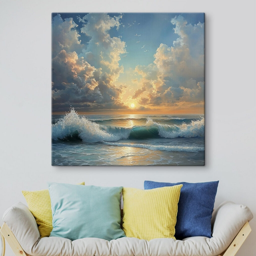 Zon boven blauwe golfjes — interieur 1