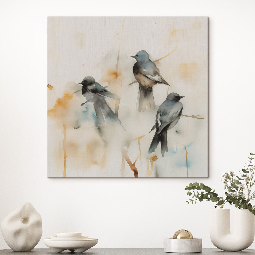 Vogels in bleke aquarel — interieur 1