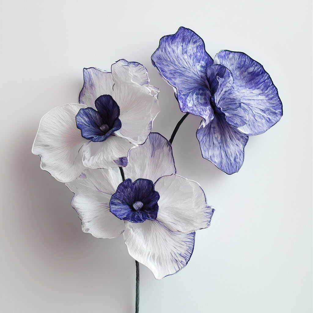 Orchideeën met blauwe randen — volledig ontwerp