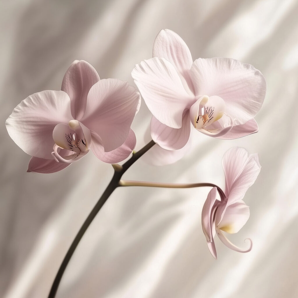 Roze orchidee voor gordijnplooien — volledig ontwerp