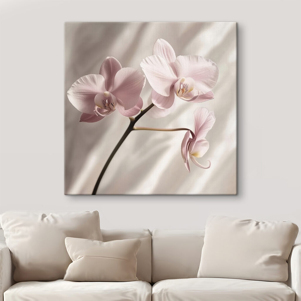 Roze orchidee voor gordijnplooien — interieur 1
