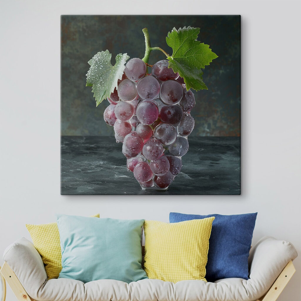 Paarse druiven in nevel — interieur 1