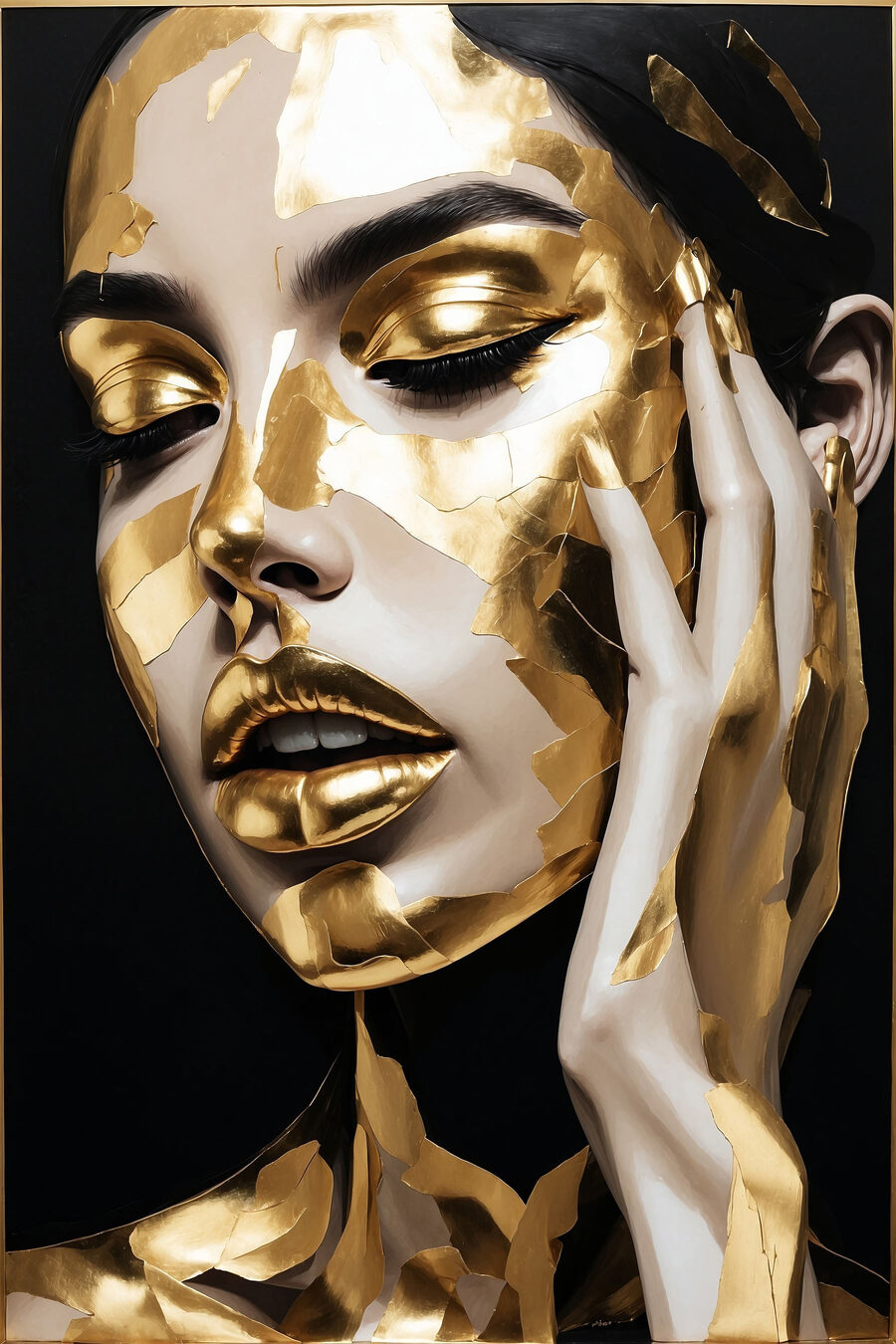 Gouden licht over gezicht — volledig ontwerp