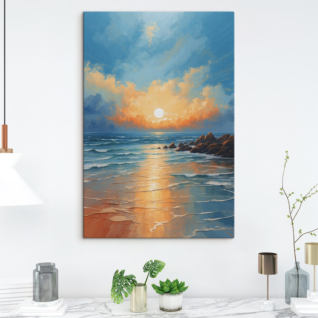 Avondzon op turquoise branding — interieur 1