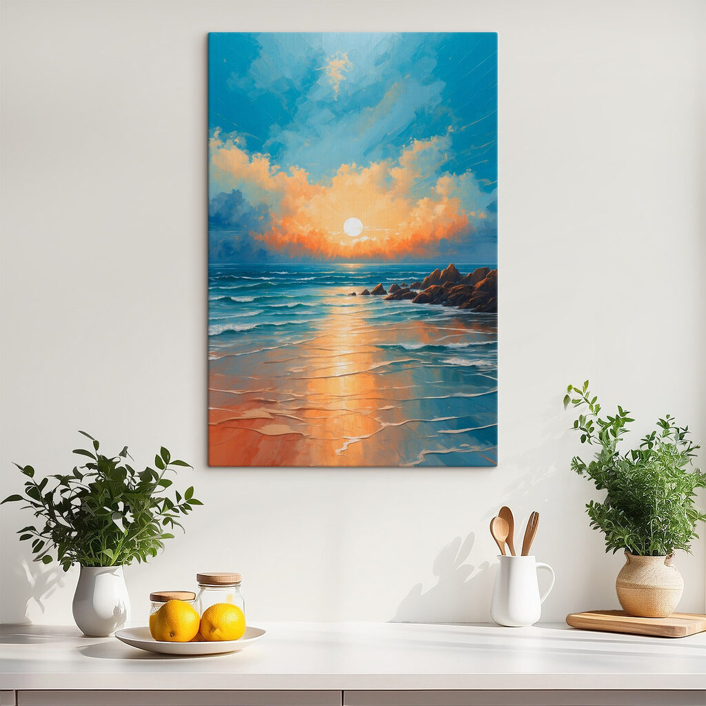 Avondzon op turquoise branding — interieur 3