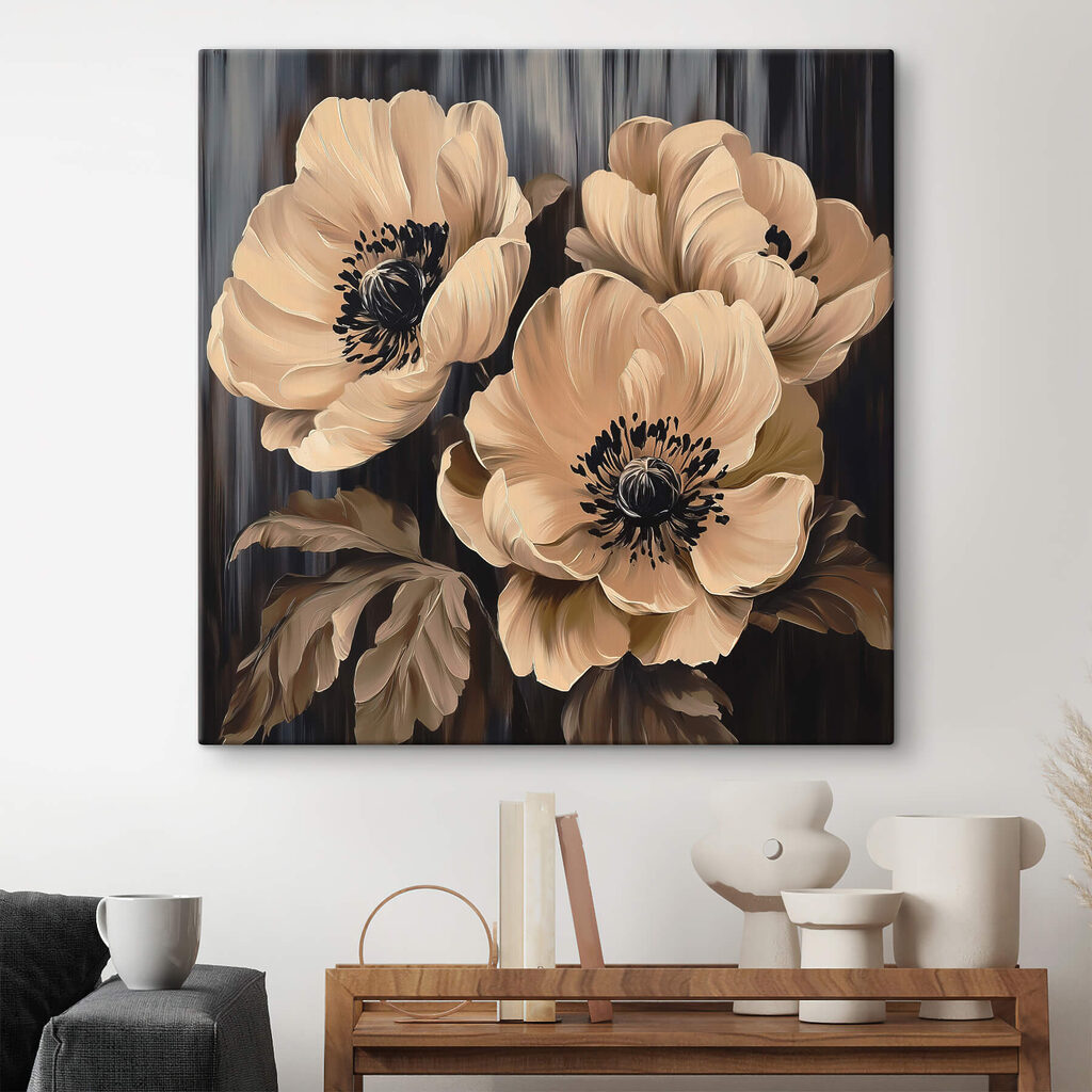 Roomkleurige bloei tussen strepen — interieur 2