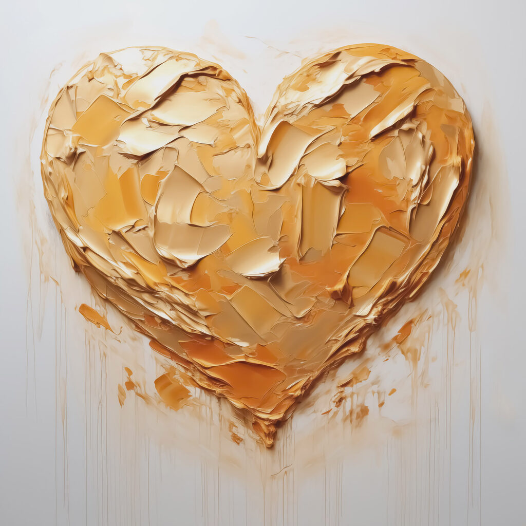 Hart in gouden verf — volledig ontwerp