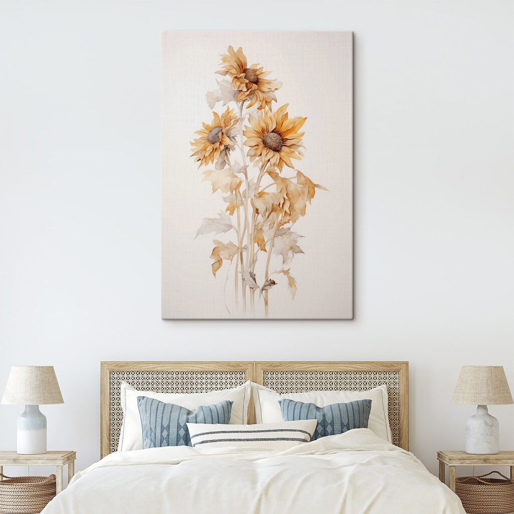 Zonnebloemen in bleke goudtinten — interieur 2