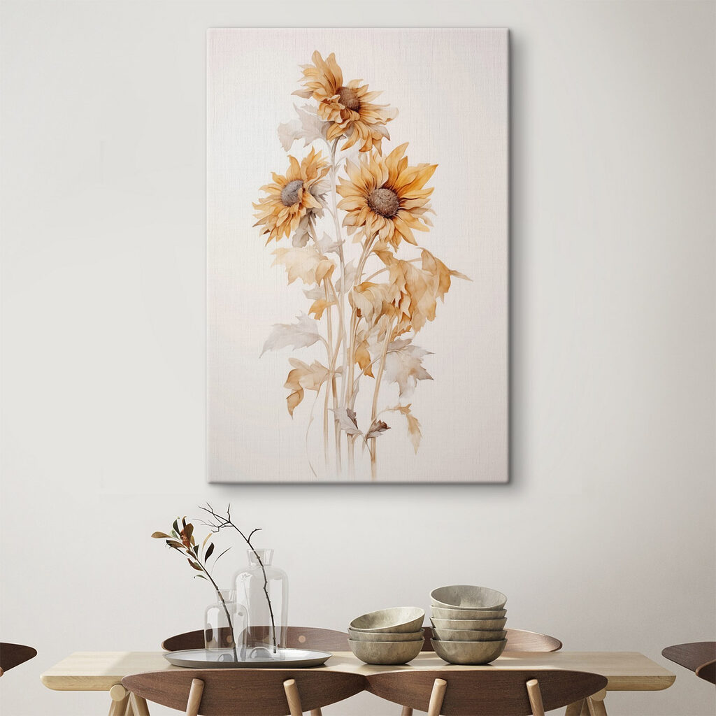 Zonnebloemen in bleke goudtinten — interieur 1