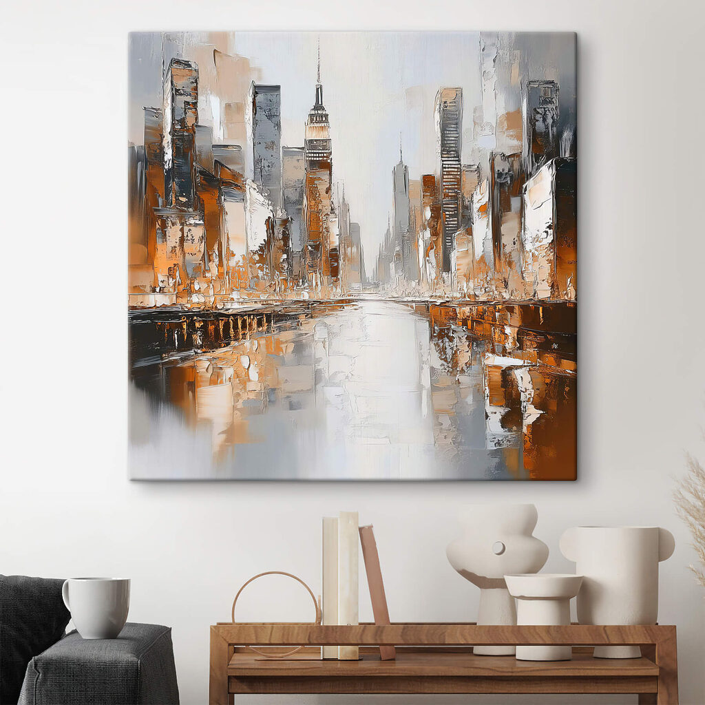 Stadslichten in oranje spiegeling — interieur 2