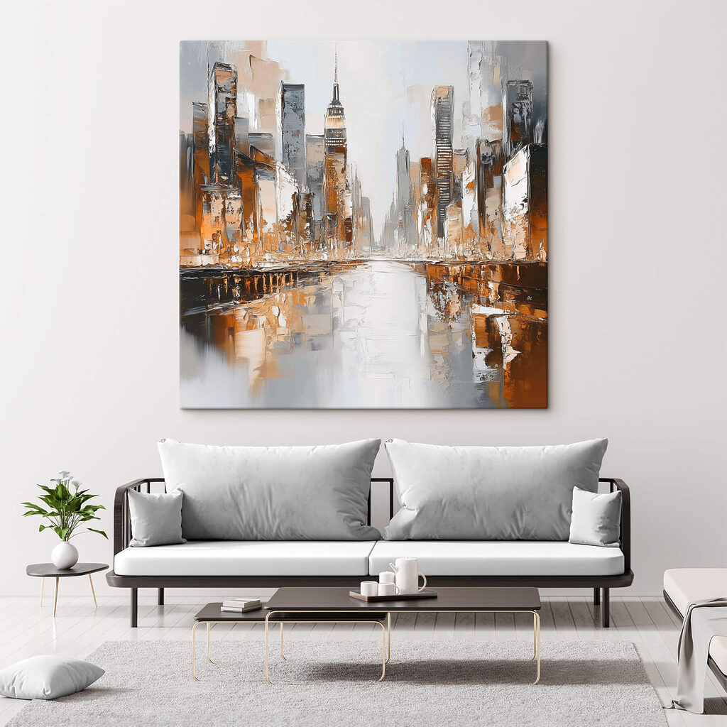 Stadslichten in oranje spiegeling — interieur 3